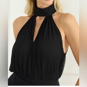Marciano Black Halter Pleated Top